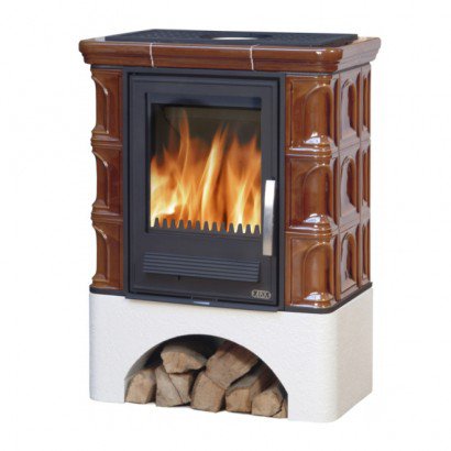 Кафельная печь Iberia L - вставка чугунная белый цоколь коричневая_0 Кафельная печь Iberia L - вставка чугунная белый цоколь коричневая_0