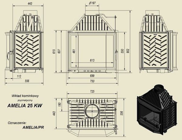Топка AMELIA/PR, призматическое стекло_2 Топка AMELIA/PR, призматическое стекло_2