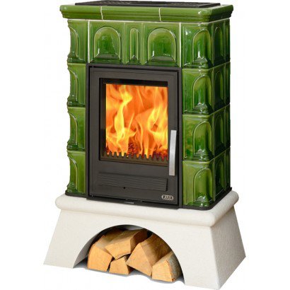 Кафельная печь Britania K - вставка комбо, белый цоколь зеленая_0 Кафельная печь Britania K - вставка комбо, белый цоколь зеленая_0