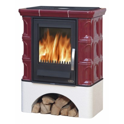 Кафельная печь Iberia L - вставка чугунная белый цоколь бордо_0 Кафельная печь Iberia L - вставка чугунная белый цоколь бордо_0