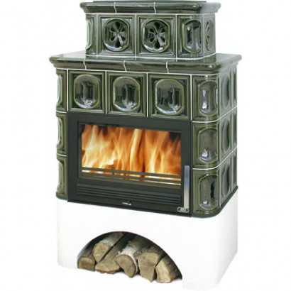 Кафельная печь Karelie 10 белый цоколь, с теплообменником_0 Кафельная печь Karelie 10 белый цоколь, с теплообменником_0