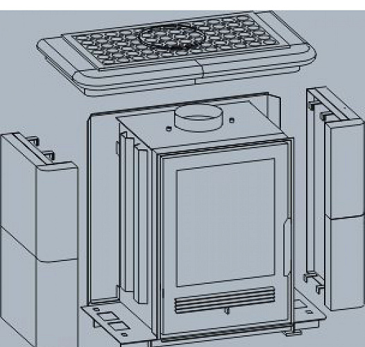 Кафельная печь Bavaria K - вставка комбо, прямой цоколь пикассо_3 Кафельная печь Bavaria K - вставка комбо, прямой цоколь пикассо_3
